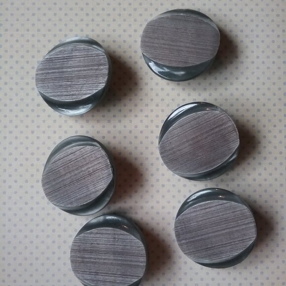 Vintage Grey Shank Buttons Matching Set of 6 - Large Coat Buttons - Mottled - Picture 2 of 5